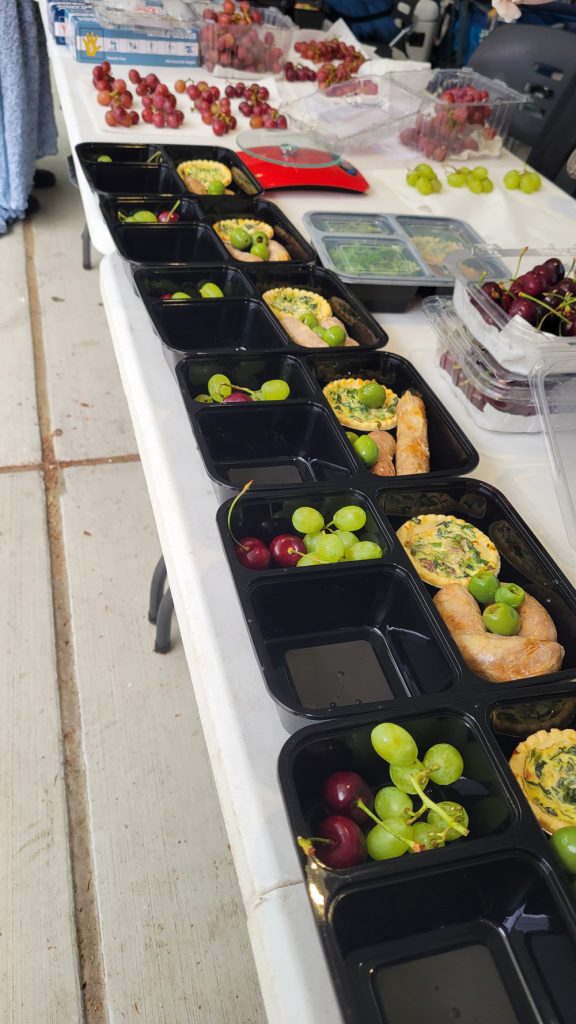 Plastic trays with picnic food